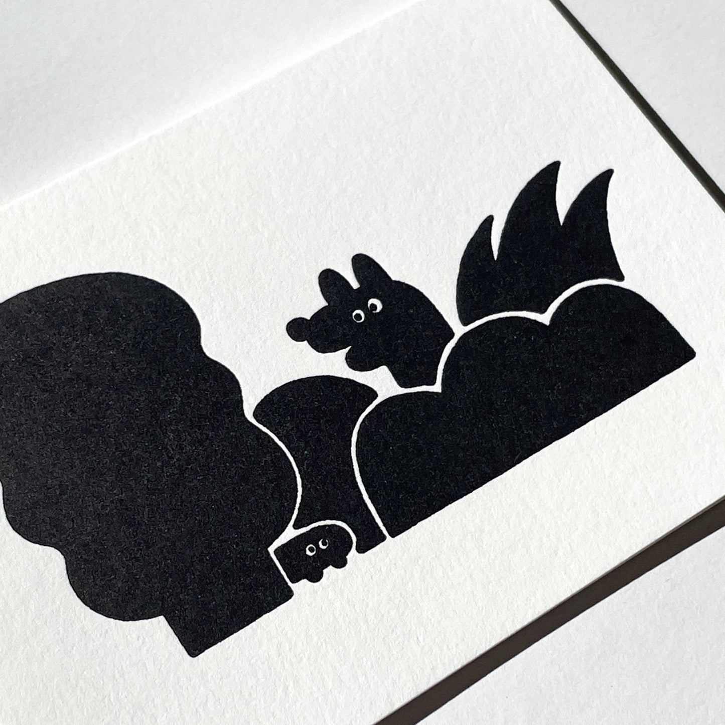 Letterpress Card - Coyote & Caterpillar in Bush