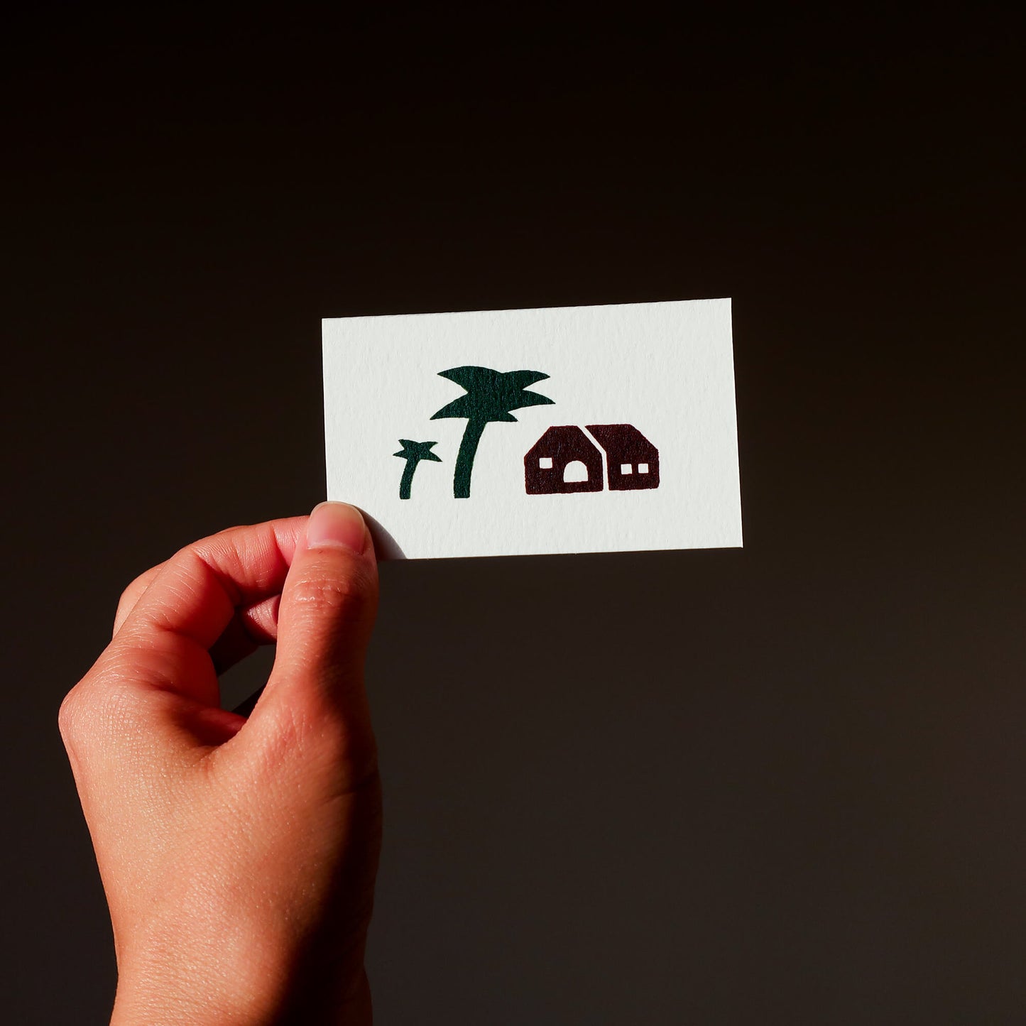 Screen Printed Card Small - Palm Tree & House