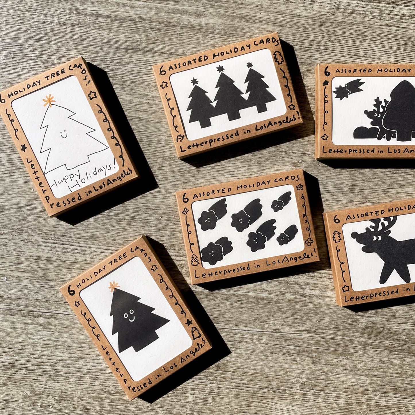 Letterpress Card Set - Holiday Trees
