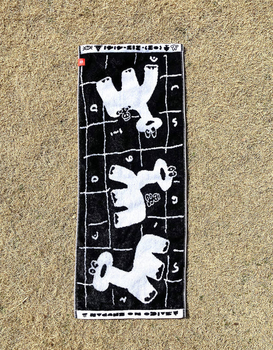 Dinosaur Onsen Hand Towel Black