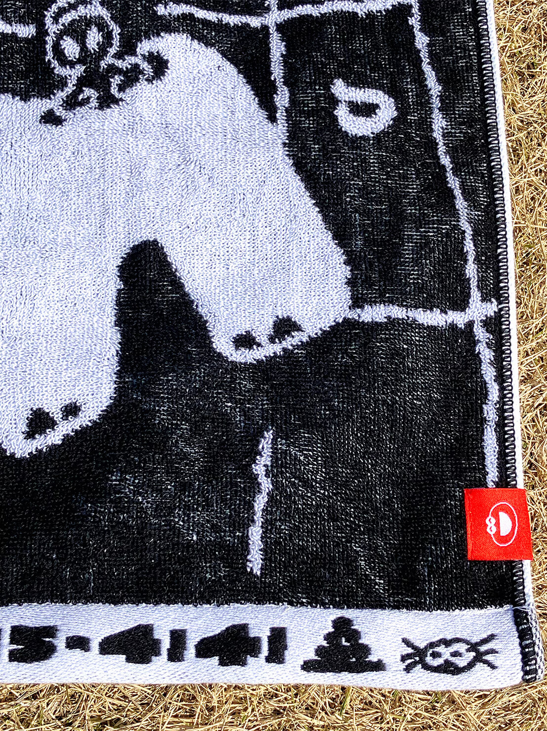 Dinosaur Onsen Hand Towel Black