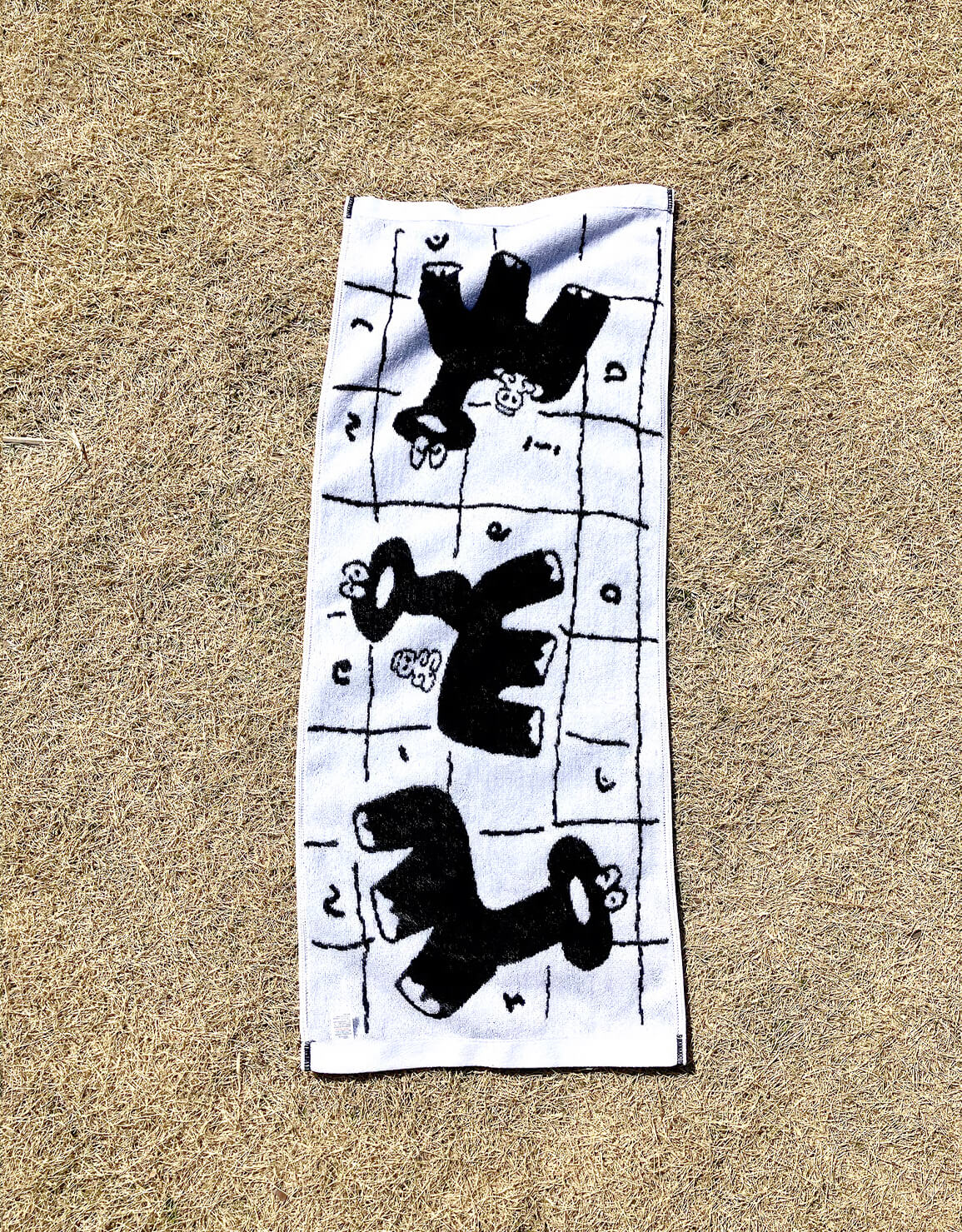 Dinosaur Onsen Hand Towel Black