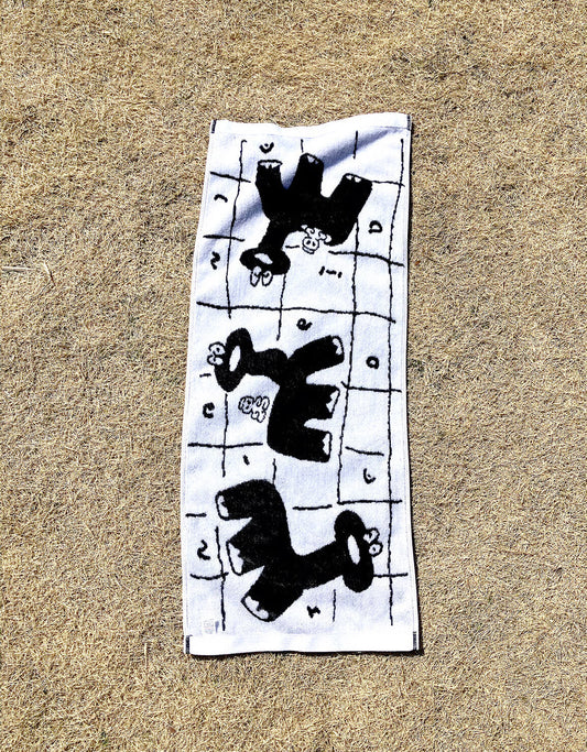 Dinosaur Onsen Hand Towel Black