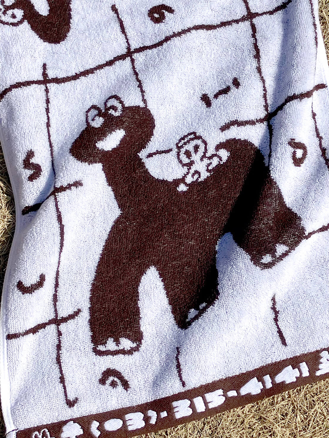Dinosaur Onsen Hand Towel Brown