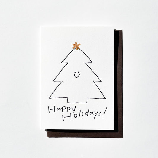 Letterpress Card - Holiday White Tree