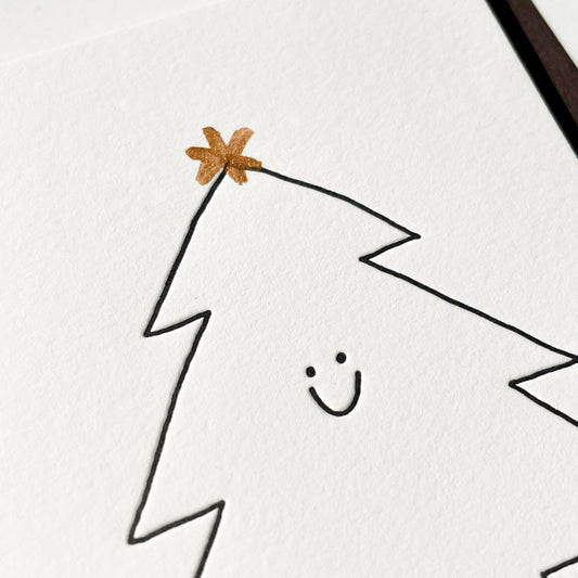 Letterpress Card - Holiday White Tree