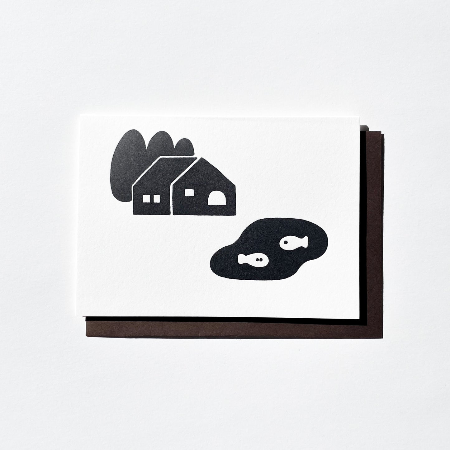 Letterpress Card - Pond & House