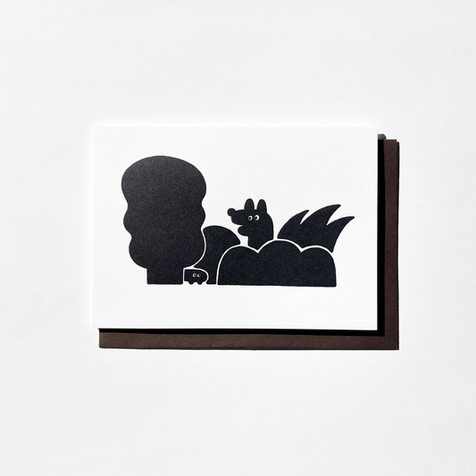 Letterpress Card - Coyote & Caterpillar in Bush