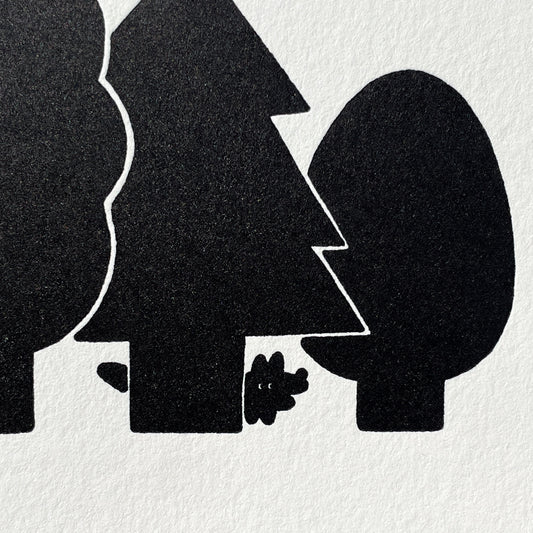 Letterpress Card - Coyote in Forest