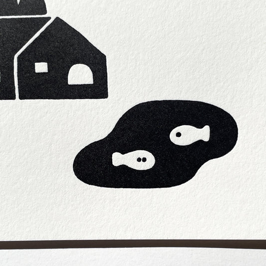 Letterpress Card - Pond & House