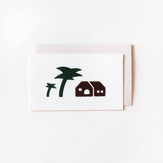 Screen Printed Card Small - Palm Tree & House