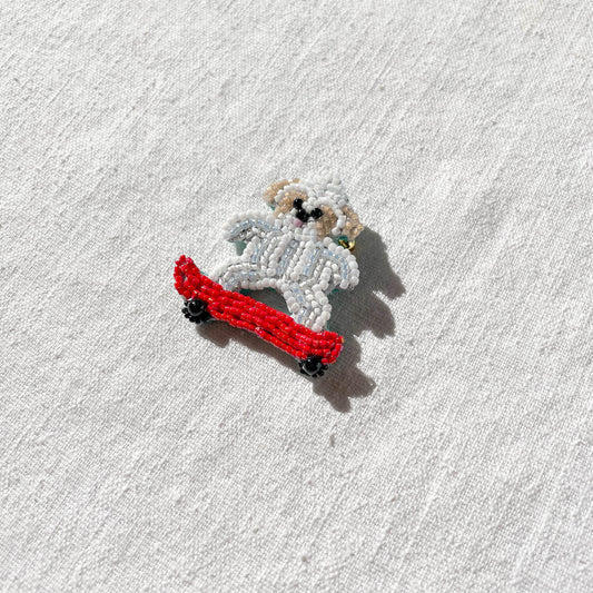 Brooch - Skateboarding Dog